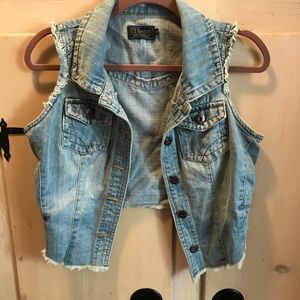 Cropped Denim Vest